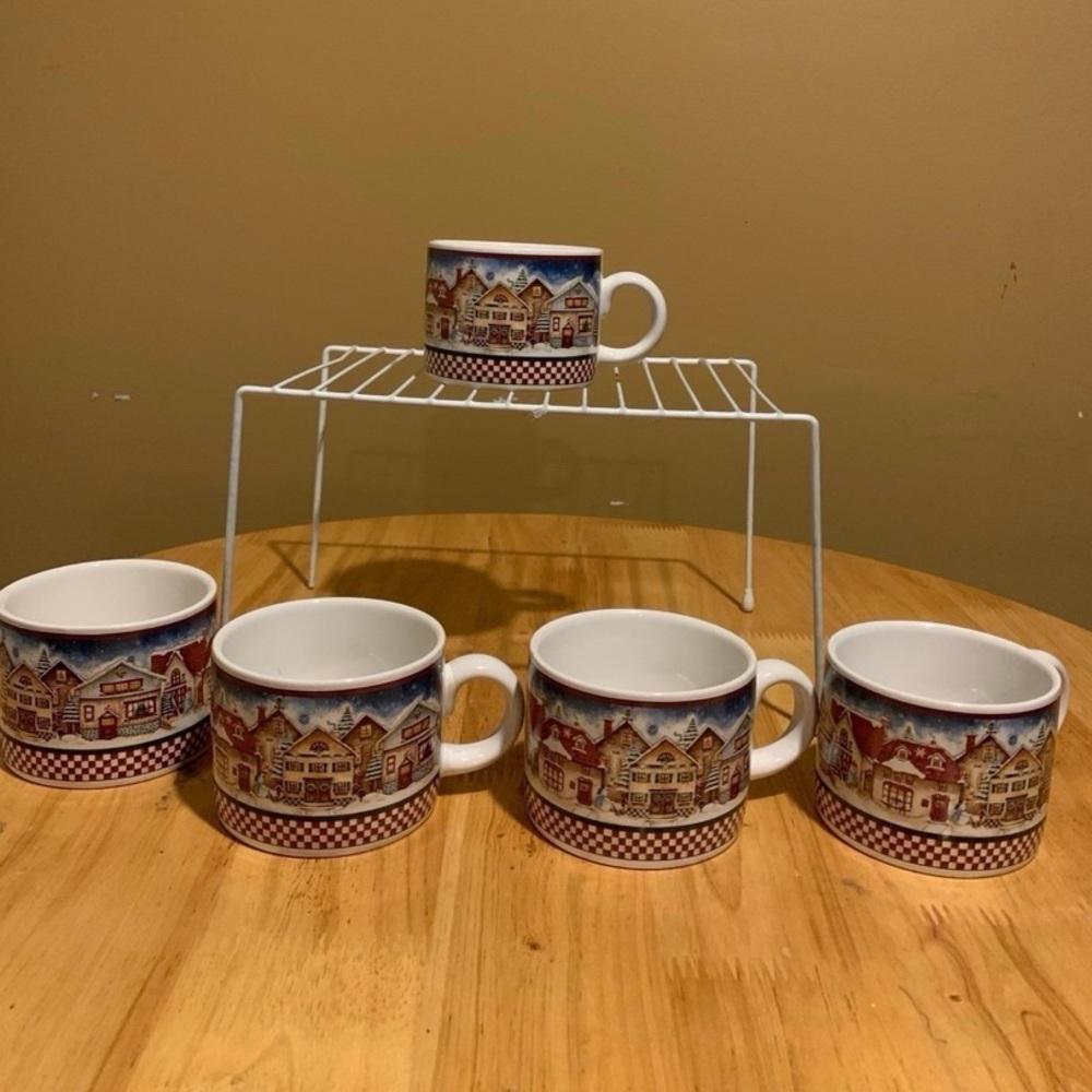 5 Sakura Debbie Mumm Christmas Coffee Cups “ Angel Village “